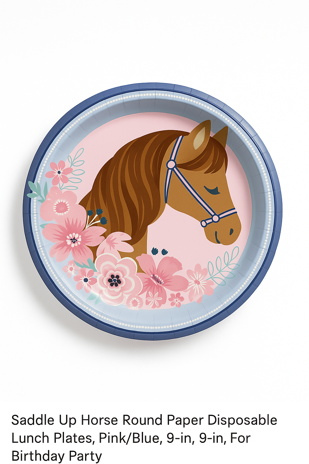 Saddle Up Horse Party Plates - 9" Round, 8-Pack