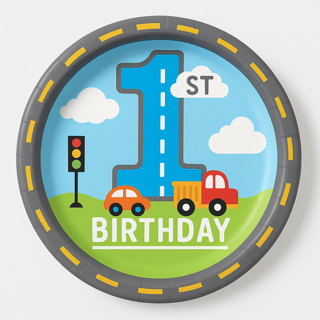On The Road 1st Birthday 8.5" Plates