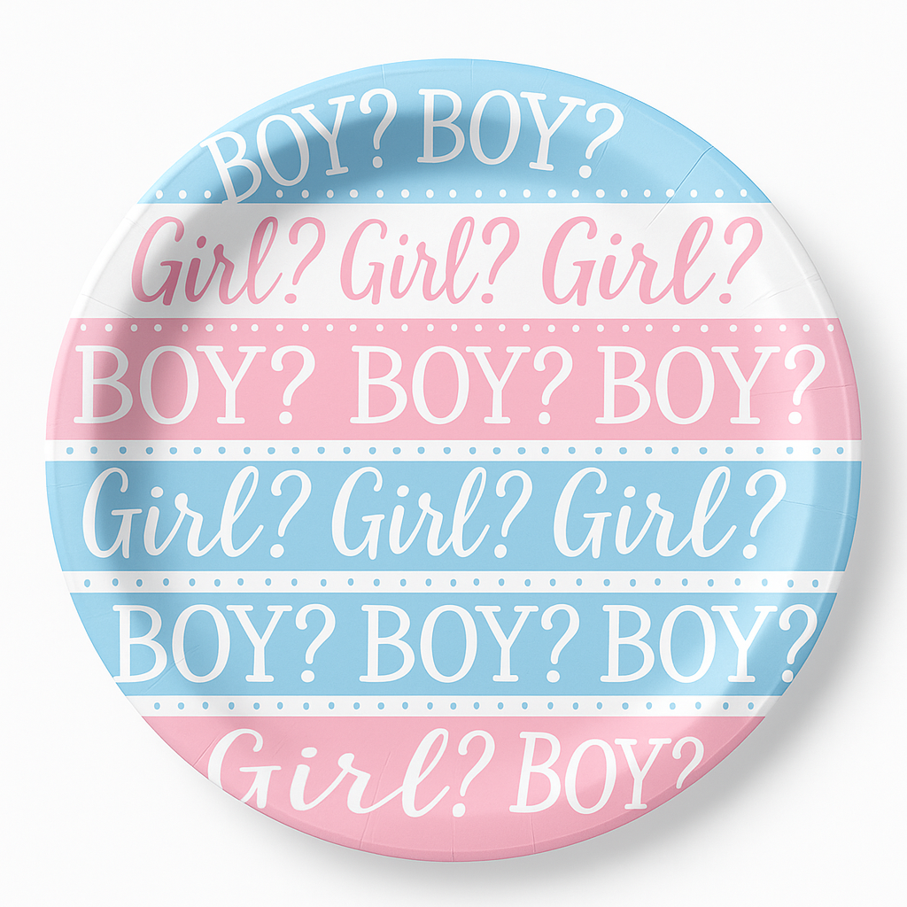 Pink or Blue? Gender Reveal Baby Shower Plates