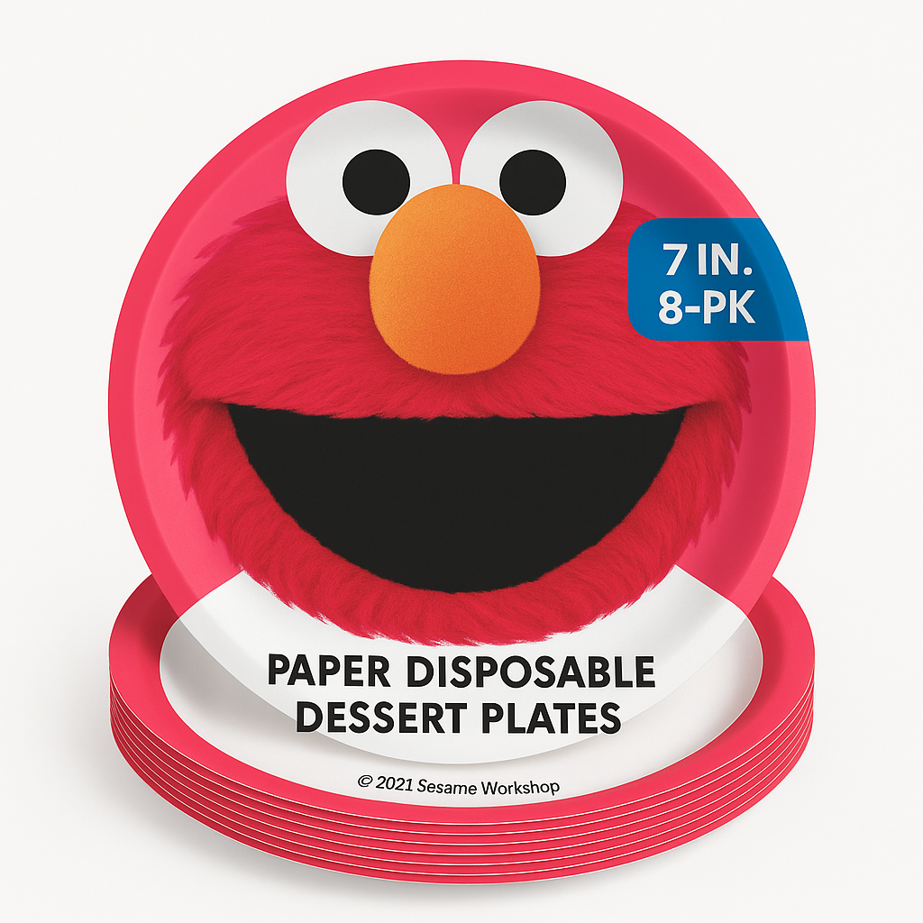 Sesame Street Elmo Shaped Paper Plates, 7-Inch, 8-Pack