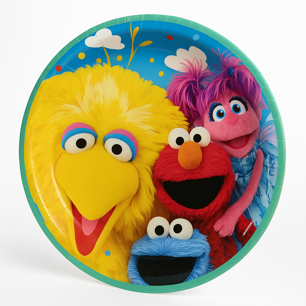Sesame Street 9-Inch Round Paper Plates - Kids Birthday Party Tableware