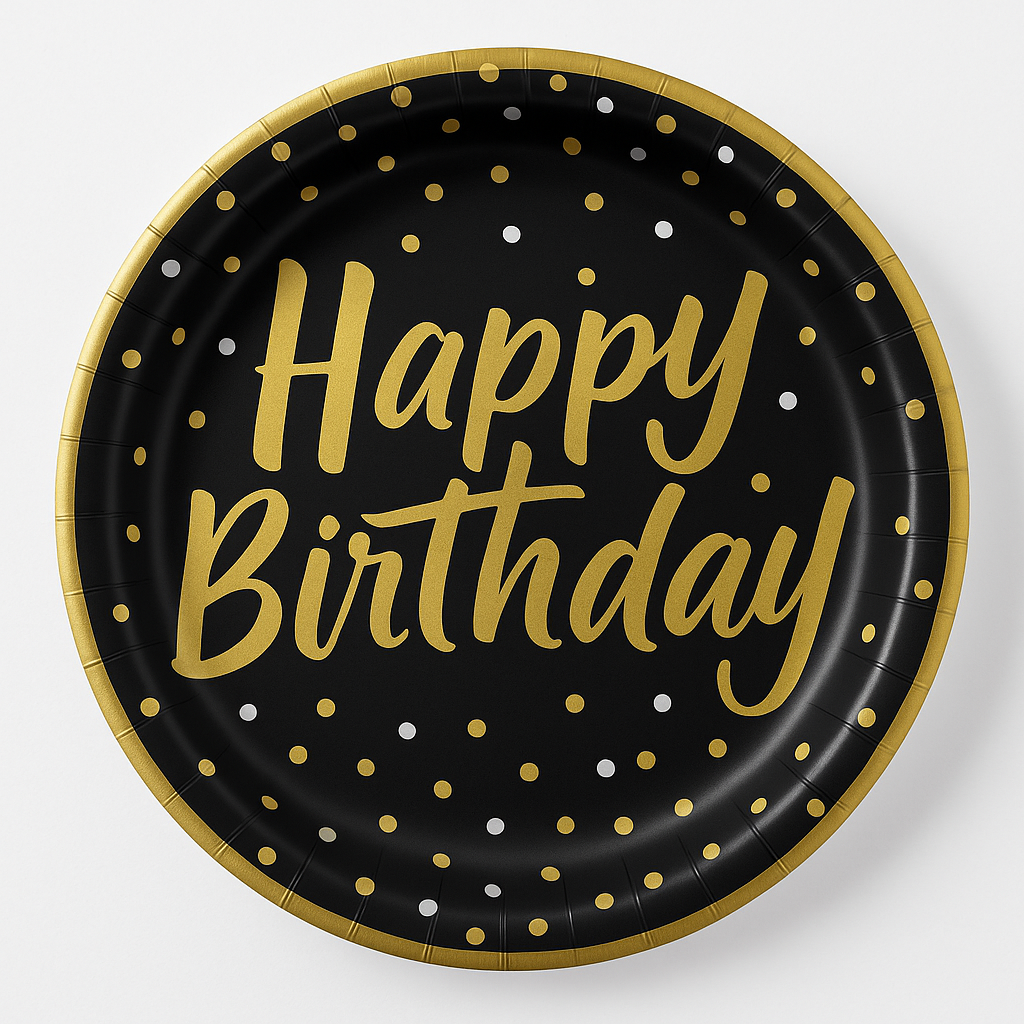 Elegant Confetti Birthday Paper Plates - 8.5" (8 Count)
