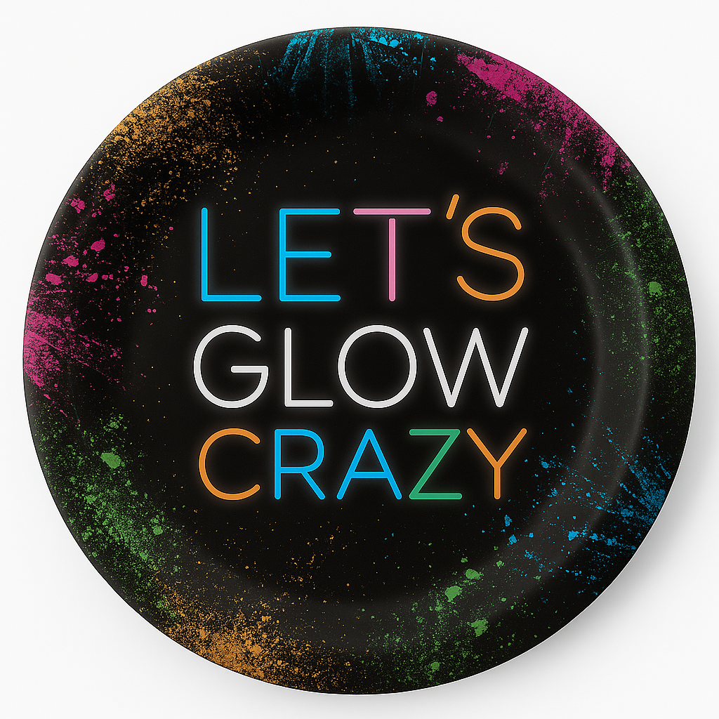 Let's Glow Crazy 9-Inch Iridescent Party Plates