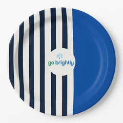 Color Block Printed 8.5" Round Paper Plates - Set of 8