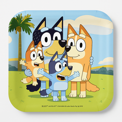 Bluey 9" Square Paper Plates - Kids Birthday Party Tableware