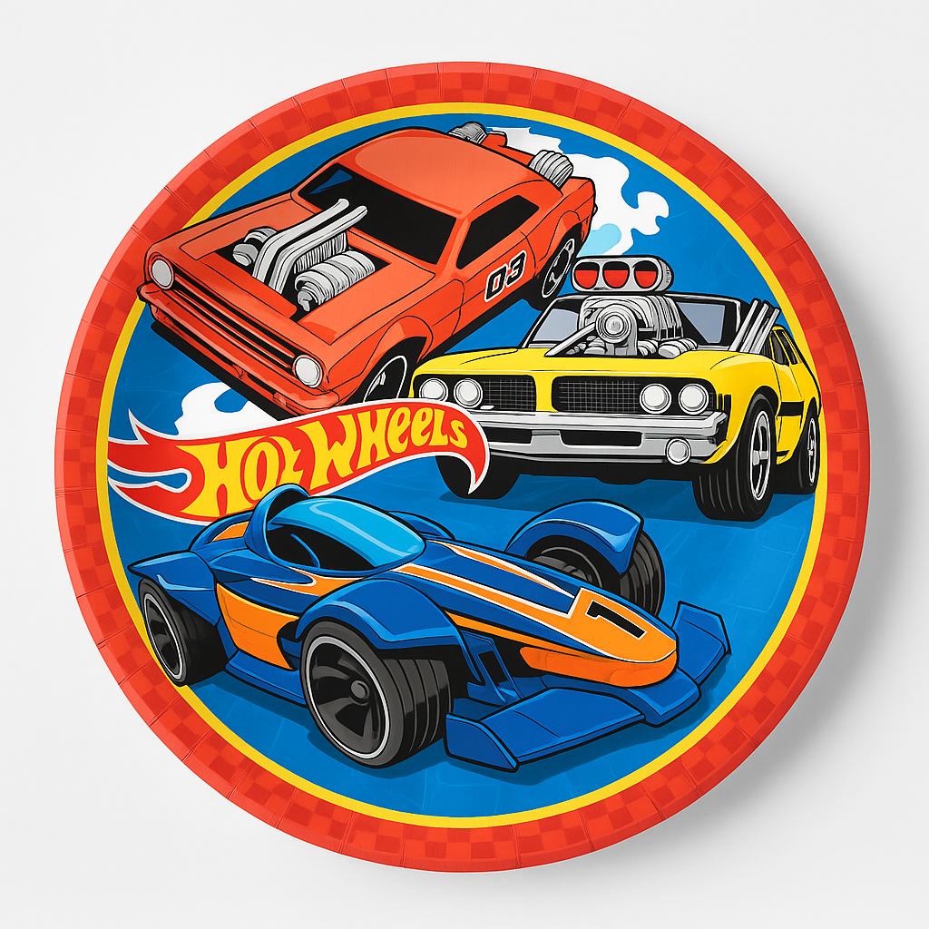 Hot Wheels 9-Inch Round Paper Plates - 8 Pack