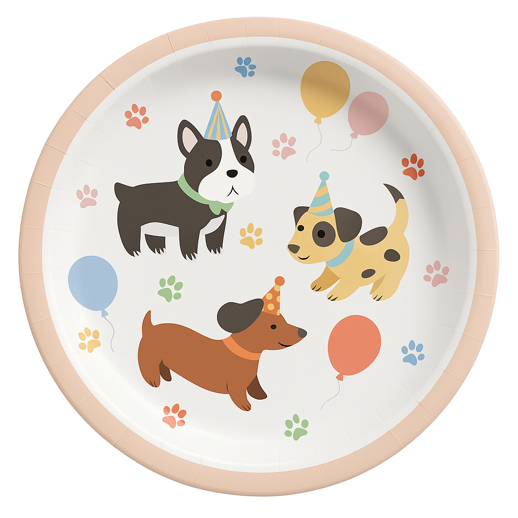 Paw-ty Pups 9" Round Paper Plates