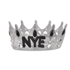 Silver "NYE" Royal Jeweled Crown Tiara for New Year's Eve