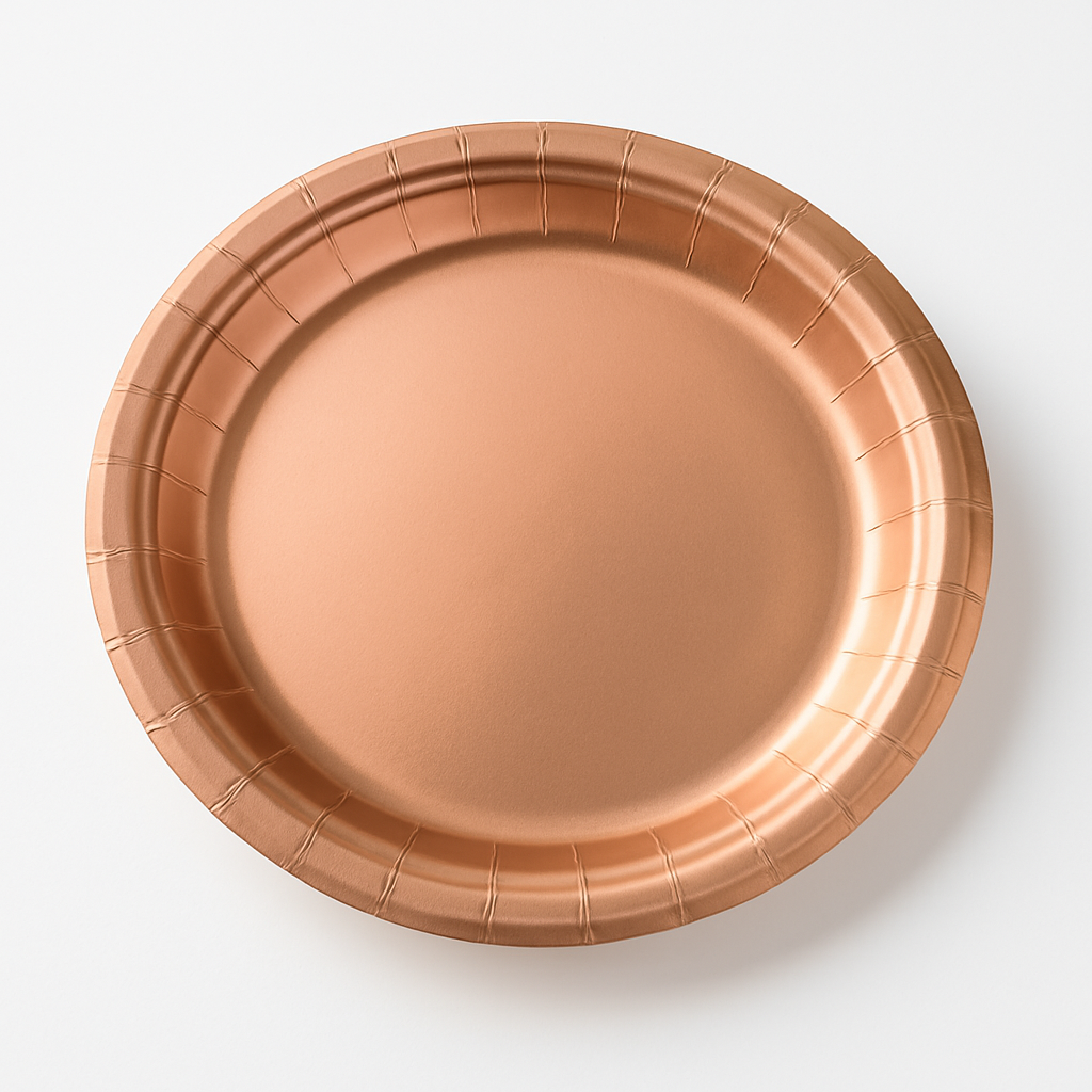 Rose Gold Metallic Paper Lunch Plates - 8.5" Round, 8-Pack