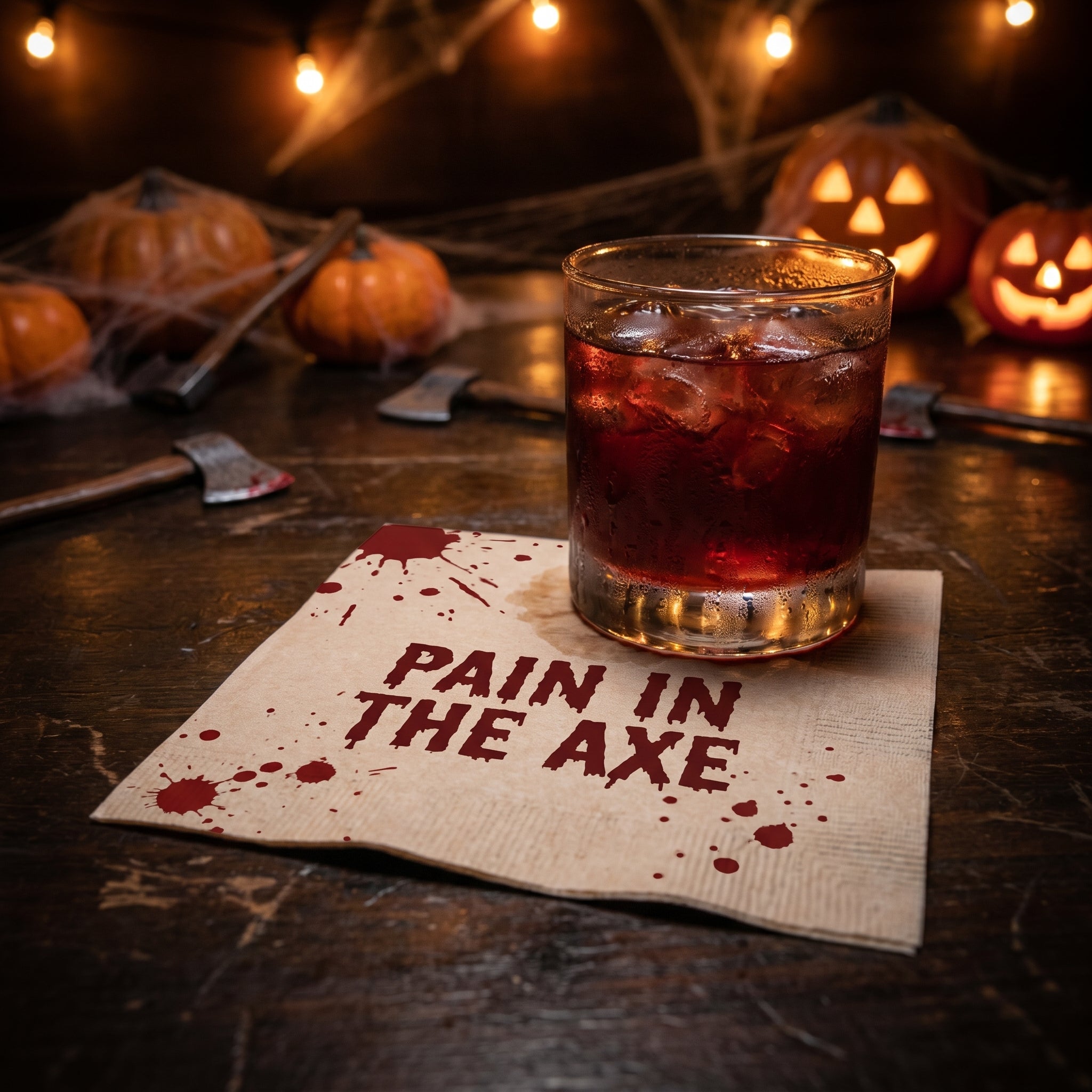 "Get Axed" Halloween Beverage Napkins - 5 In. X 5 In.