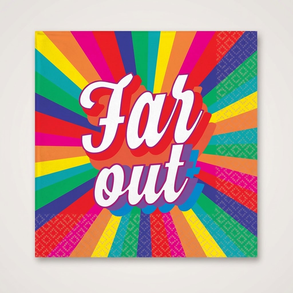 "Far Out" 70s Good Vibes Beverage Napkins, 16-Pack - 5 In. X 5 In.