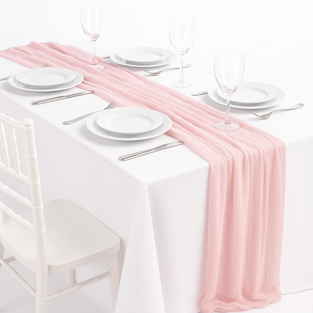 Elegant Blush Fabric Table Runner for Weddings