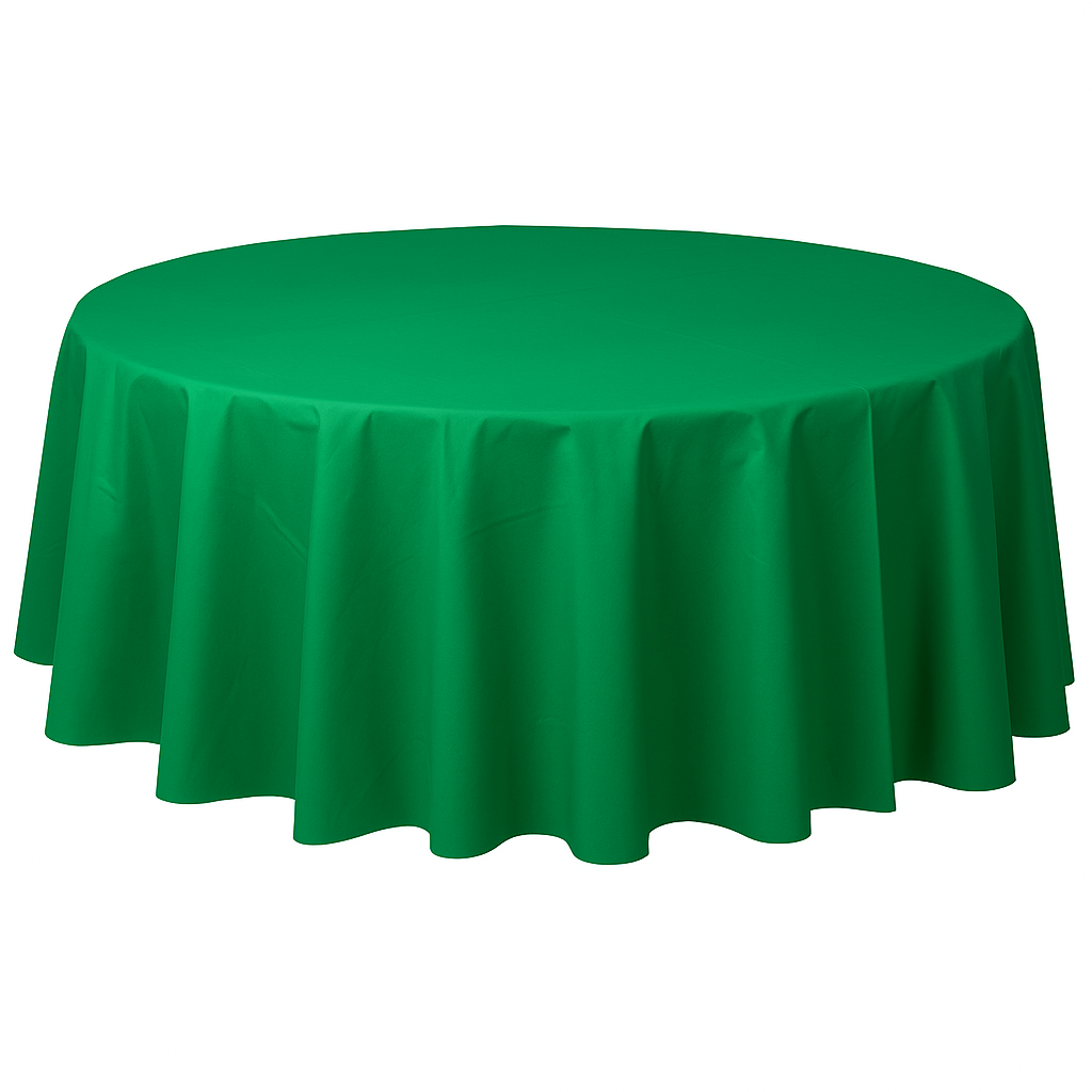 Festive Green Flannel Backed Round Table Cover - 84"