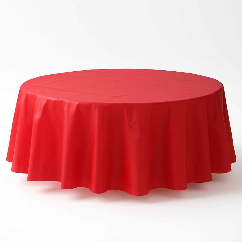 Apple Red Flannel Backed Round Table Cover - 84"