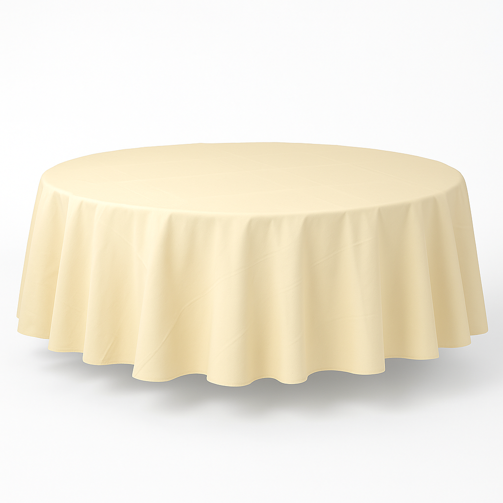 Vanilla Creme Round Flannel Back Table Cover - 84 Inch