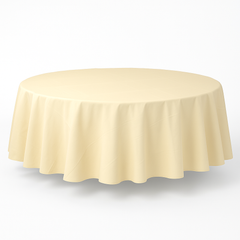 Vanilla Creme Round Flannel Back Table Cover - 84 Inch