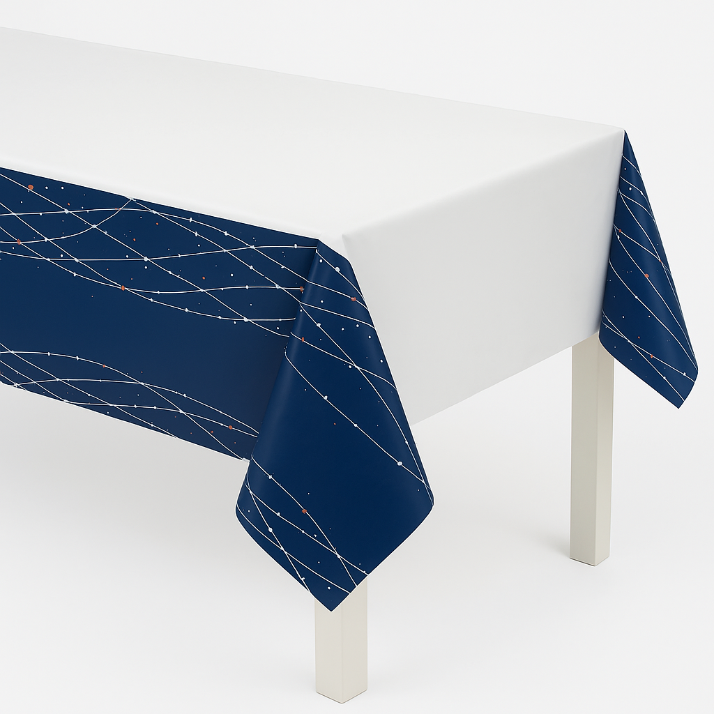 Navy Love Plastic Table Cover - Elegant Wedding Decoration, 54x102-Inch