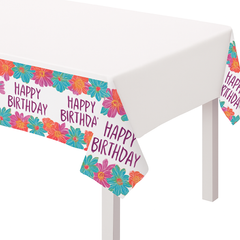 Pretty Petals Birthday Plastic Table Cover