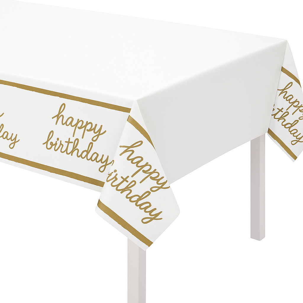 Golden Age "Happy Birthday" Reusable Plastic Table Cover
