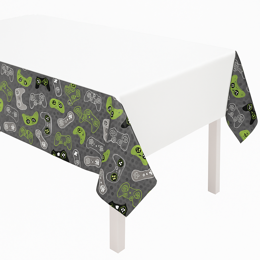 Level Up Gaming Theme Plastic Table Cover for Kids Birthday Parties