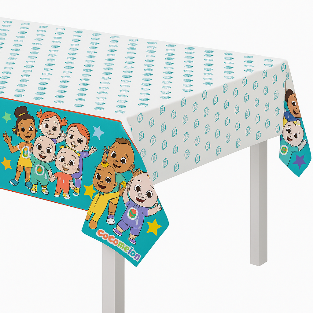 CoComelon Plastic Table Cover for Kids Birthday Parties, 54x96 inches