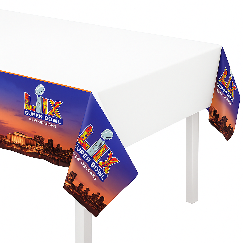 Super Bowl LIX Plastic Table Cover - Reusable, 54" x 96"
