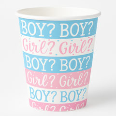 Gender Reveal Paper Cups - 9oz, Pink and Blue