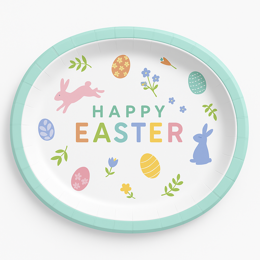 Easter Wishes Oval Paper Plates, 8-Pack