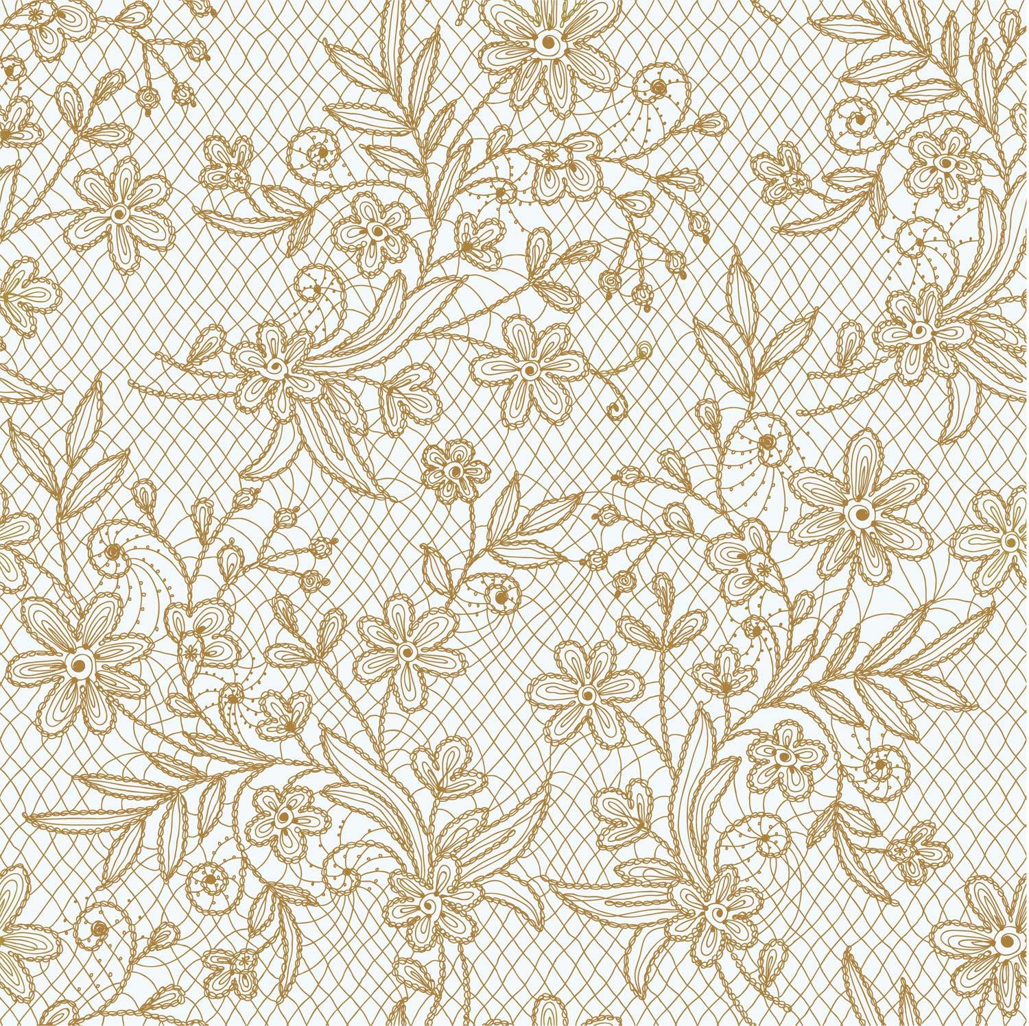 Gold Floral Plastic Table Cover - 54 In. x 108 In.