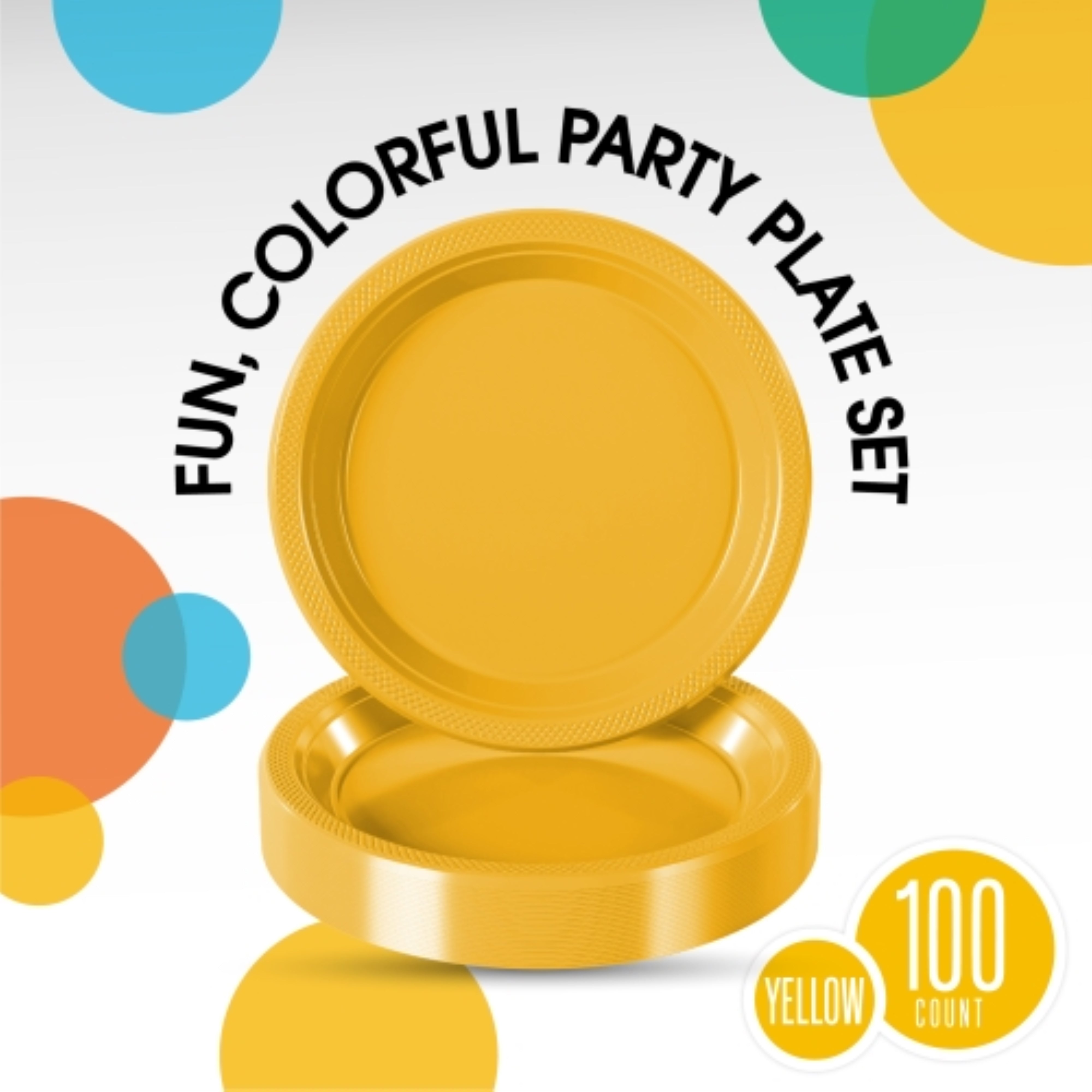 9 In. Yellow Plastic Plates | 100 Count