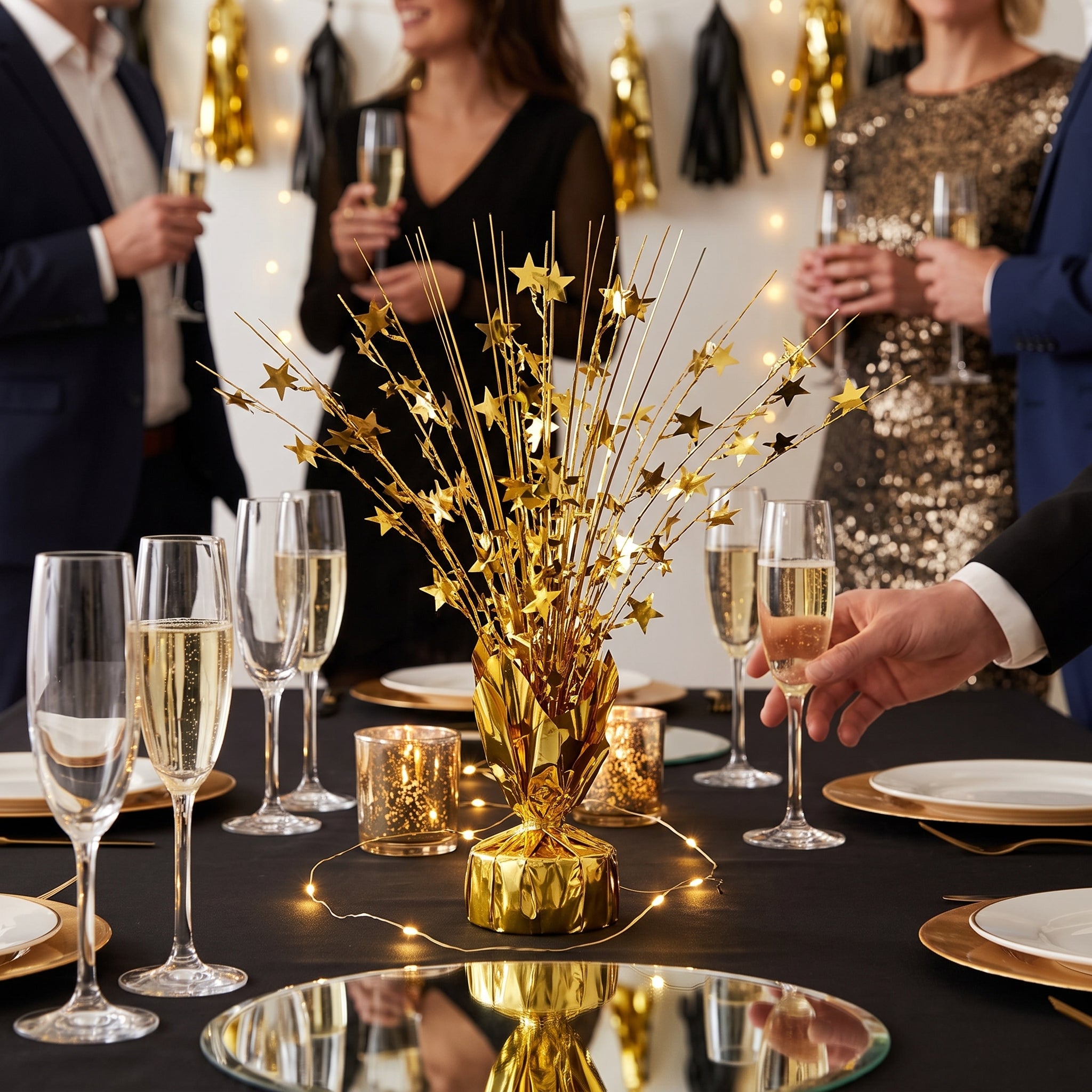 Golden Starburst Metallic Spray Centerpiece - 12 Inch