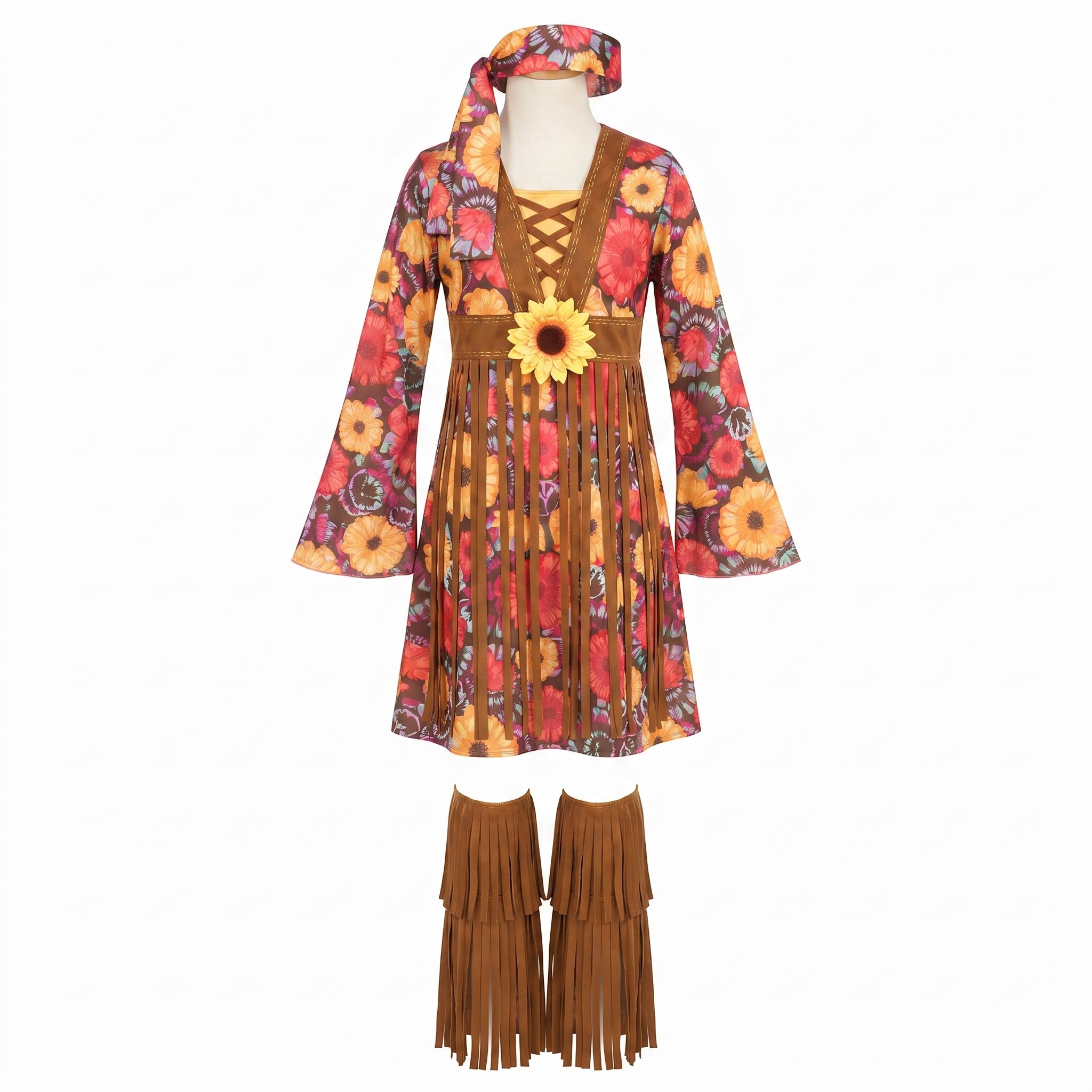 Flower Power Hippie Costume for Girls - Child M (8-10)