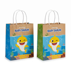 Baby Shark Kraft Gift Bags - 8 Pack for Kids' Birthday Parties