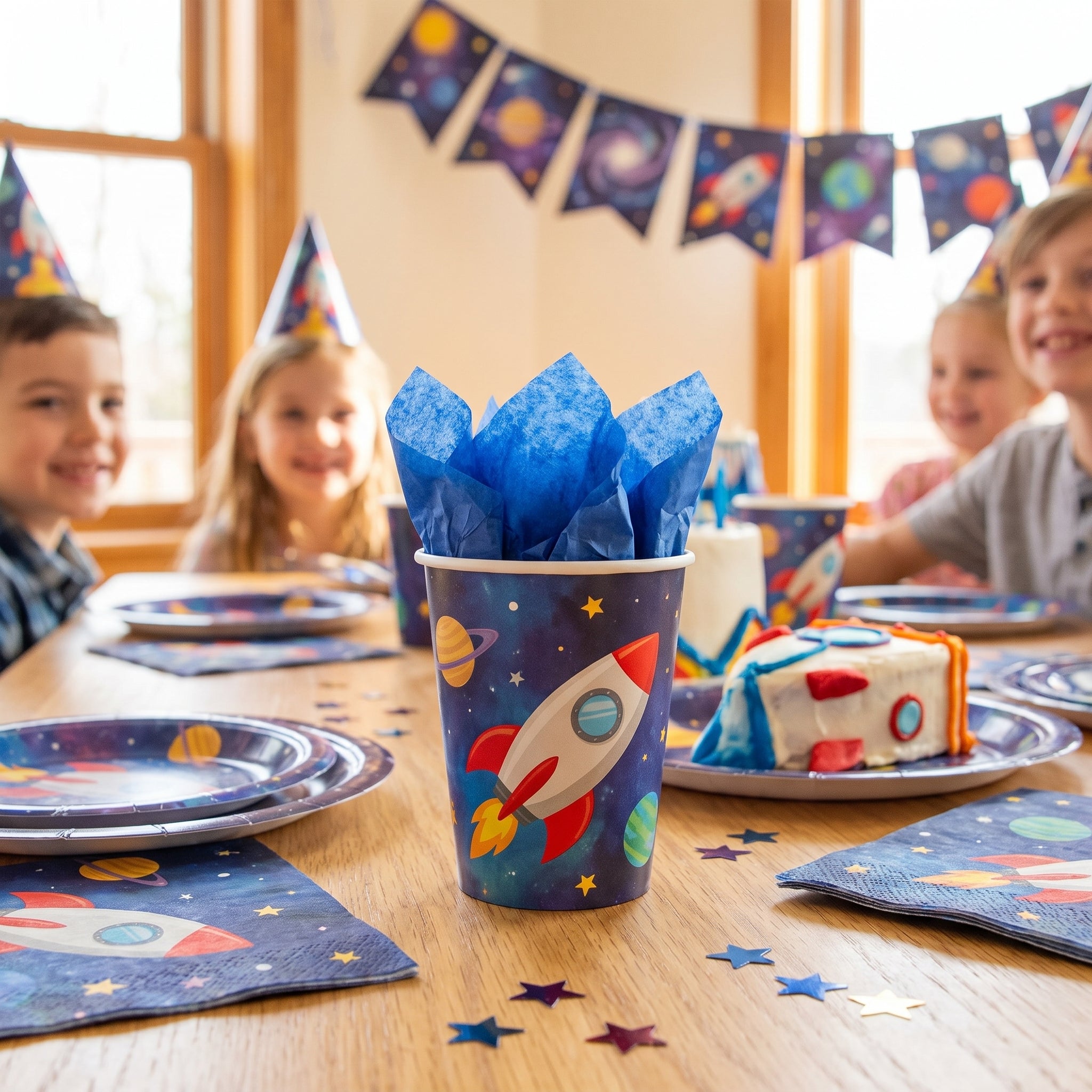 Blast Off Space-Themed 9 oz Paper Cups - 8 Pack