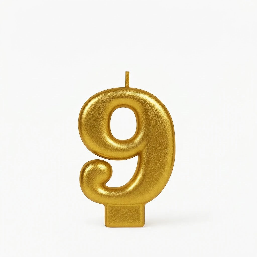 Gold Molded Number 9 Candle