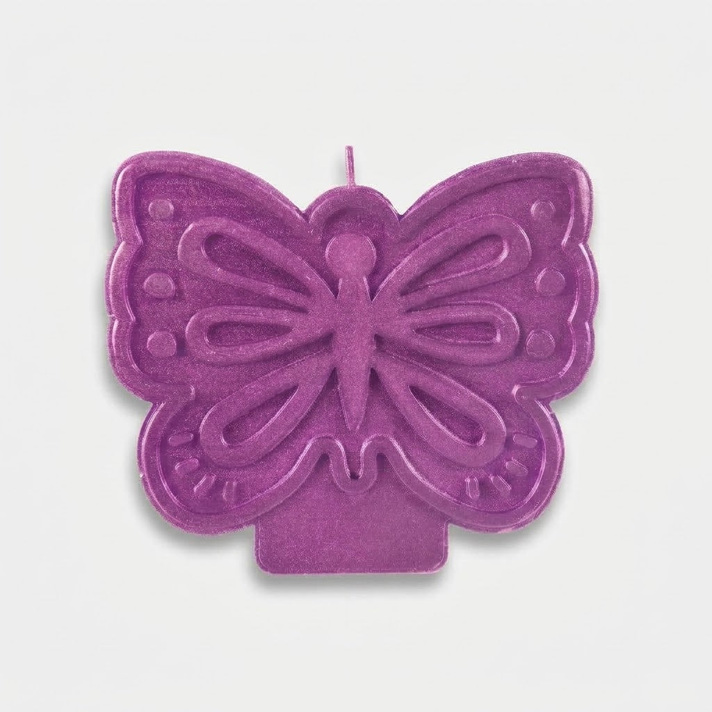 Butterfly Flutter Wax Birthday Candle, 3-Inch, Metallic Purple