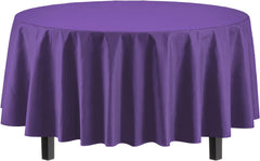 Premium Round Purple Plastic Table Covers | 12 Pack - 84 in.