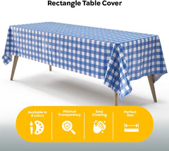 Blue Gingham Plastic Table Covers | 6 Pack - 54 In. x 108 In.