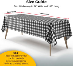 Black Gingham Plastic Table Cover | Case of 48 - 54 In. x 108 In.