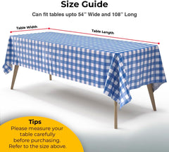Blue Gingham Plastic Table Covers | 6 Pack - 54 In. x 108 In.