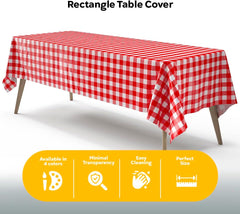 Red Gingham Plastic Table Cover - 54 In. x 108 In.