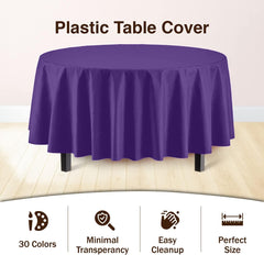 Premium Round Purple Plastic Table Covers | 12 Pack - 84 in.