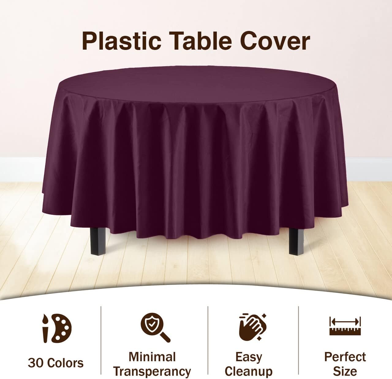 Plum Round plastic Table Cover