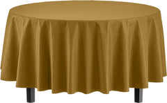 Gold Round Plastic Table Covers | 12 Pack