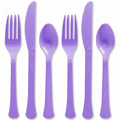 Vibrant Purple Plastic Cutlery Set - Assorted - 7.5 in.