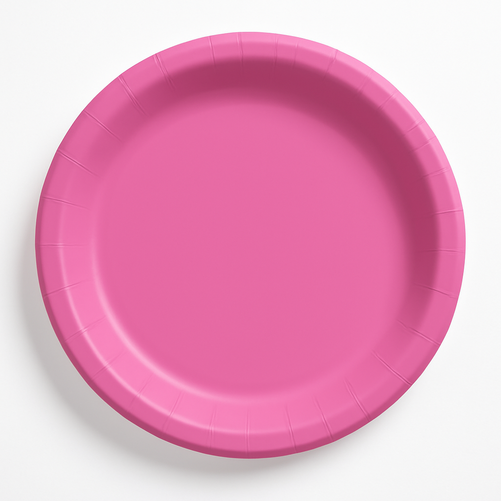 Bright Pink 6.75" Round Paper Plates - 16 Count
