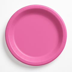 Bright Pink 6.75" Round Paper Plates - 16 Count
