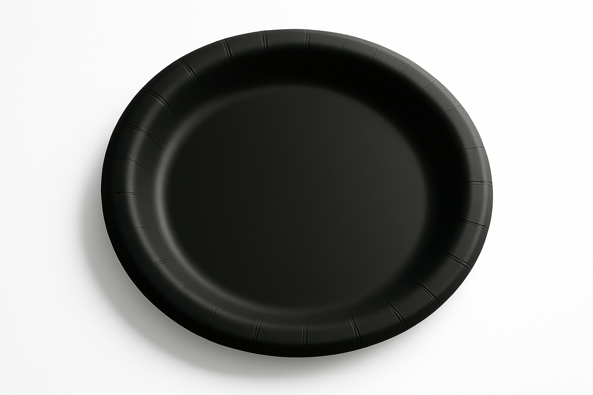 Elegant Black 6.75" Round Paper Plates - 16ct