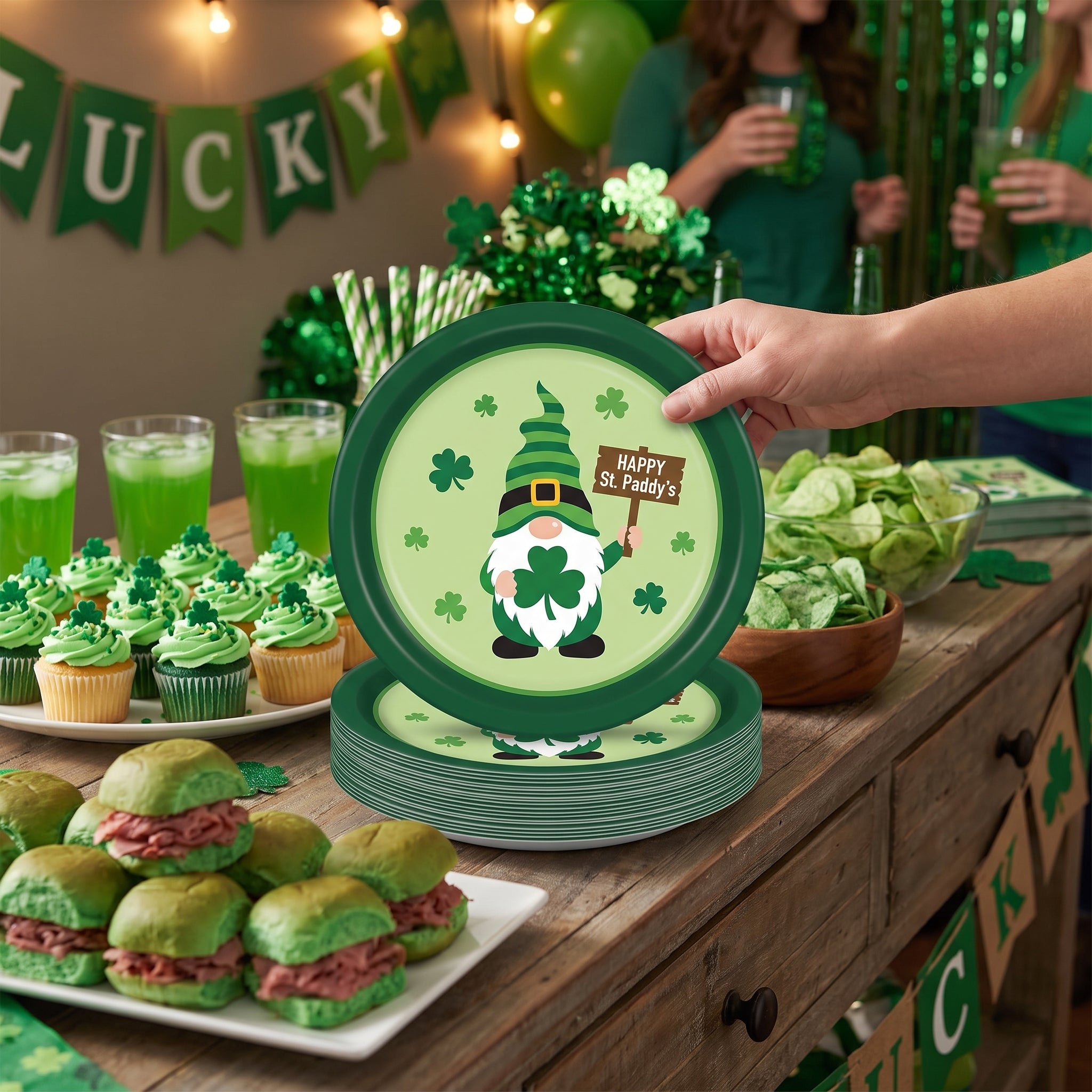 St. Patrick's Day Gnome Paper Plates - 6.75"