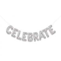 Silver Glitter "Celebrate" Foil Balloon Banner Kit